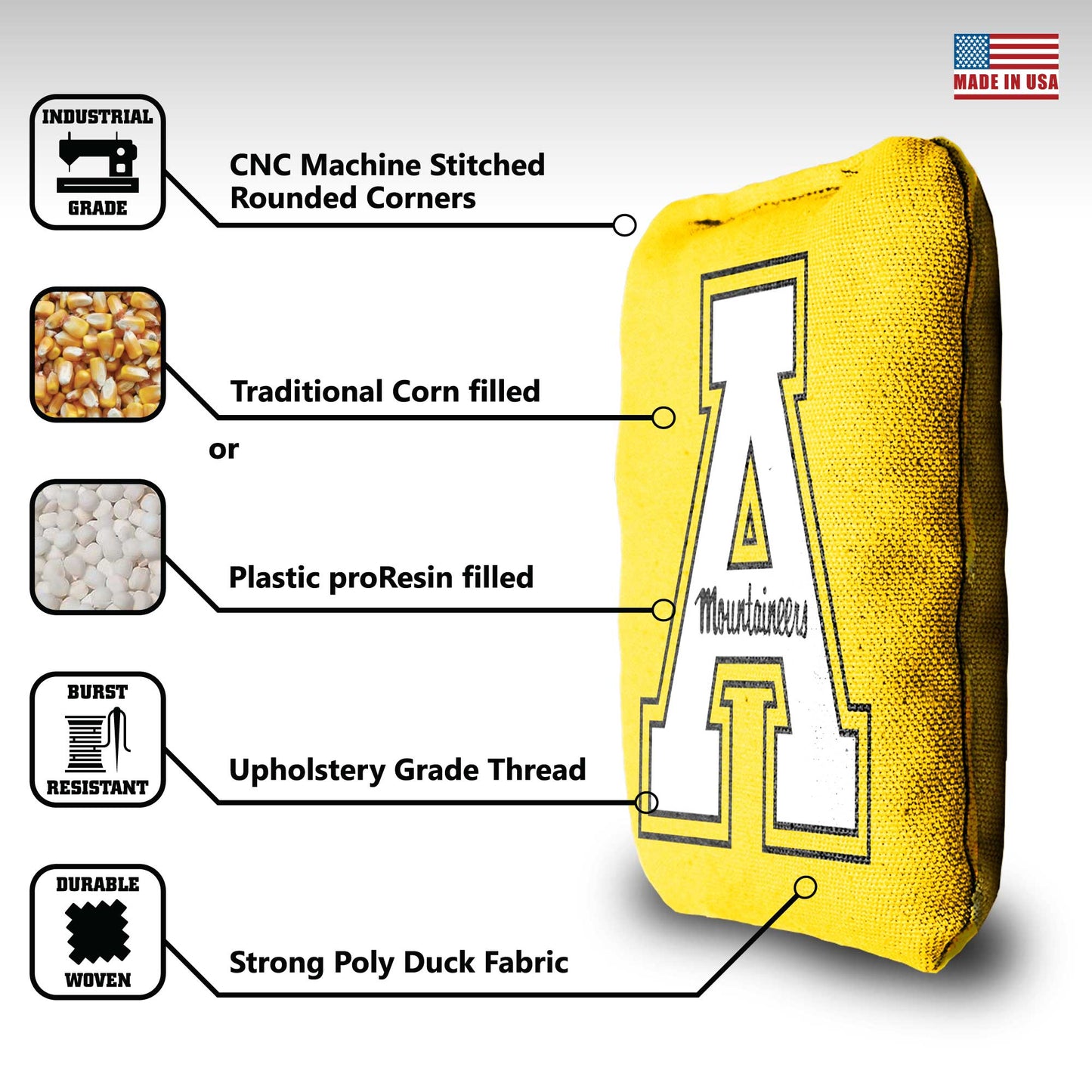 Appalachian State Cornhole Bags - 8 Cornhole Bags