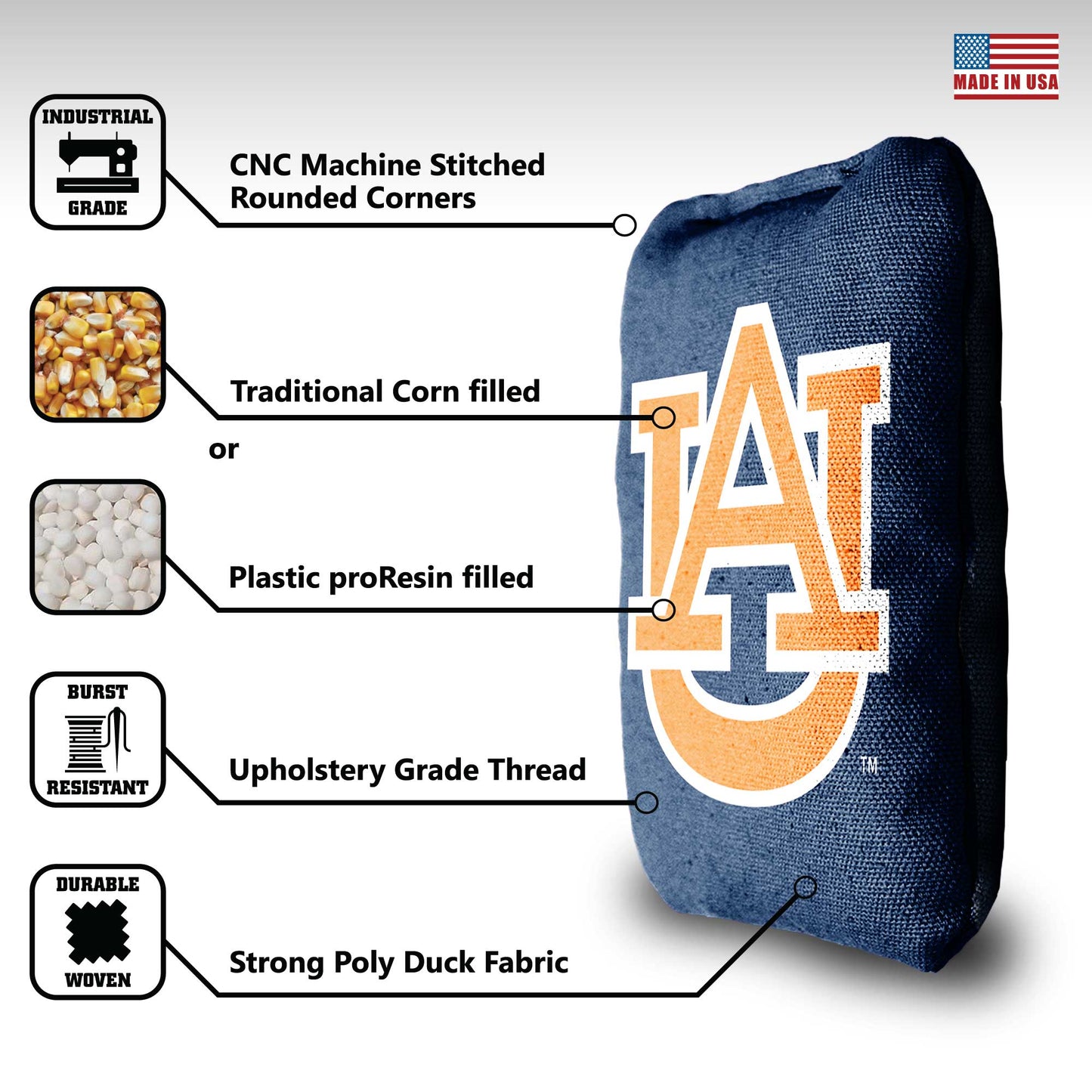 Auburn University Cornhole Bags - 8 Cornhole Bags