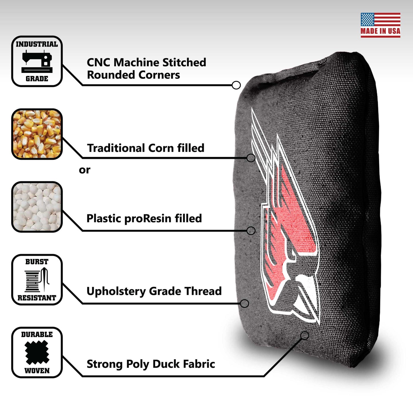 Ball State University Cornhole Bags - 8 Cornhole Bags