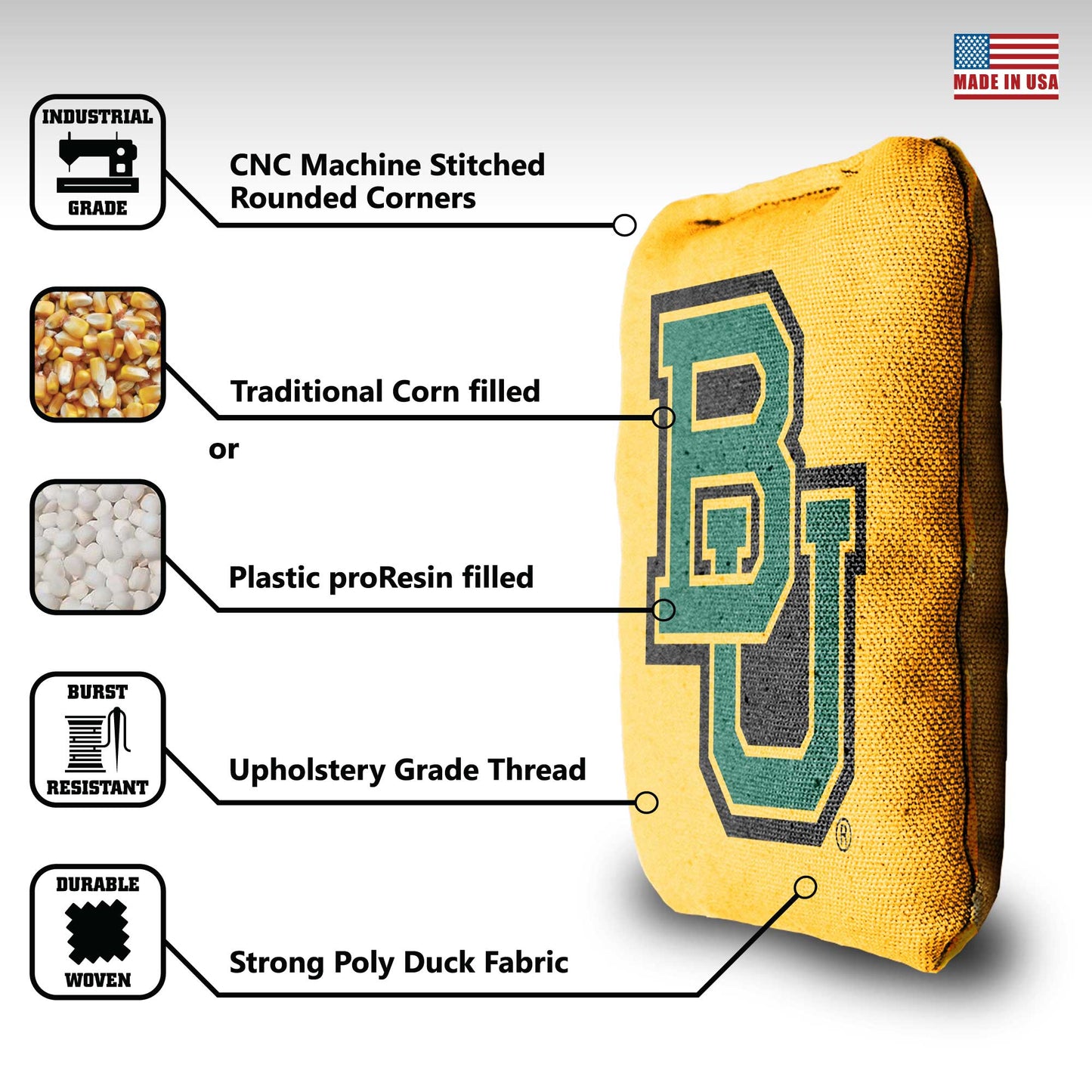 Baylor University Cornhole Bags - 8 Cornhole Bags