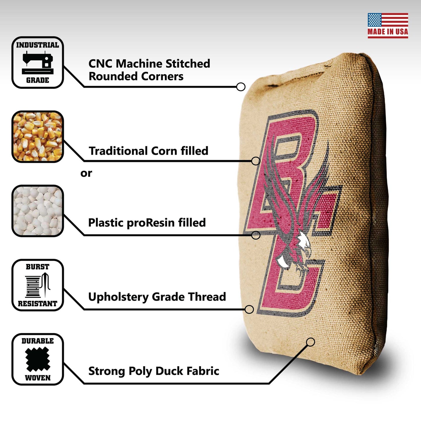 Boston College Cornhole Bags - 8 Cornhole Bags