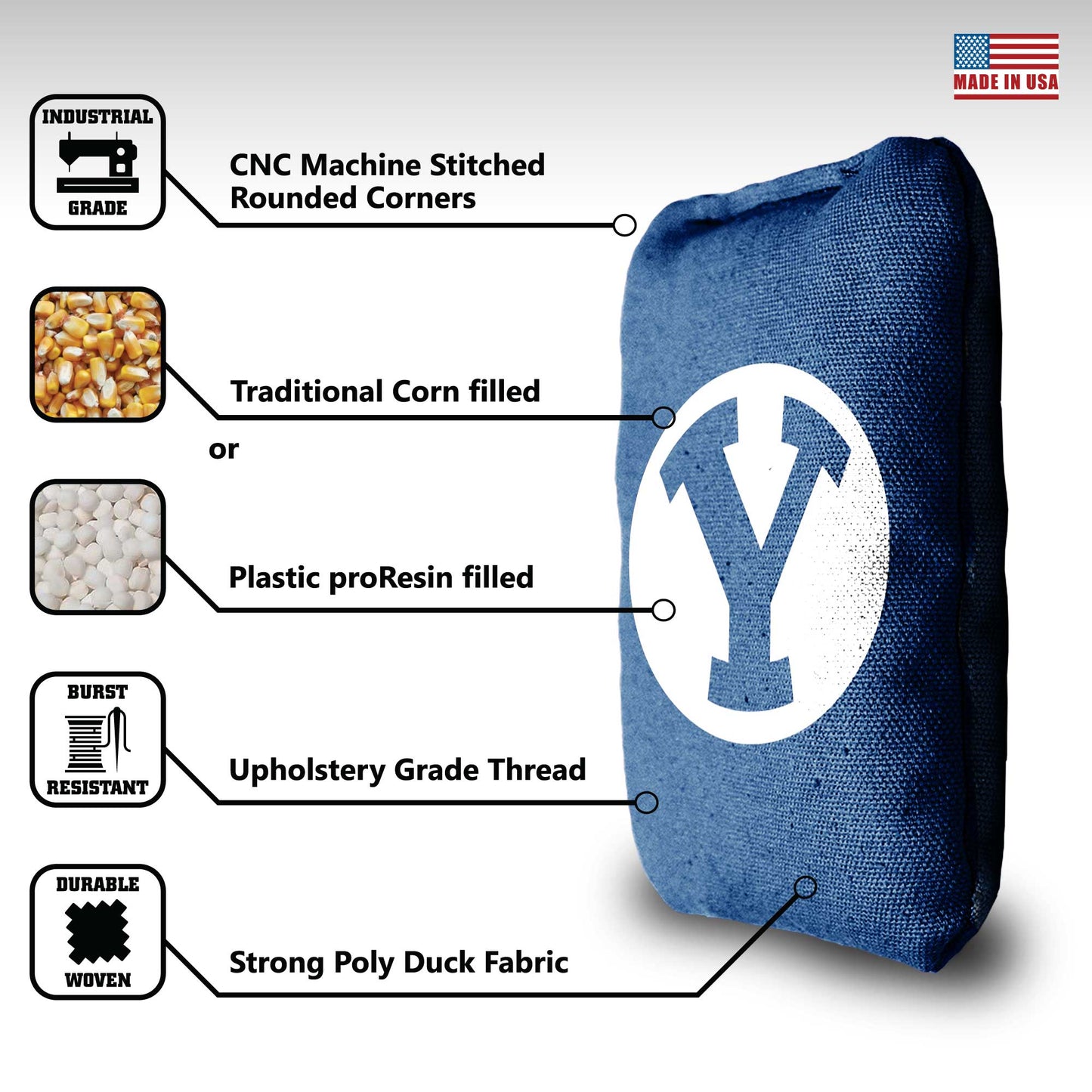 Brigham Young University Cornhole Bags - 8 Cornhole Bags