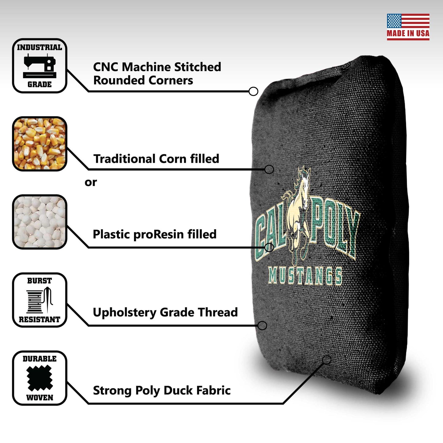 Cal Poly San Luis Obispo Cornhole Bags - 8 Cornhole Bags