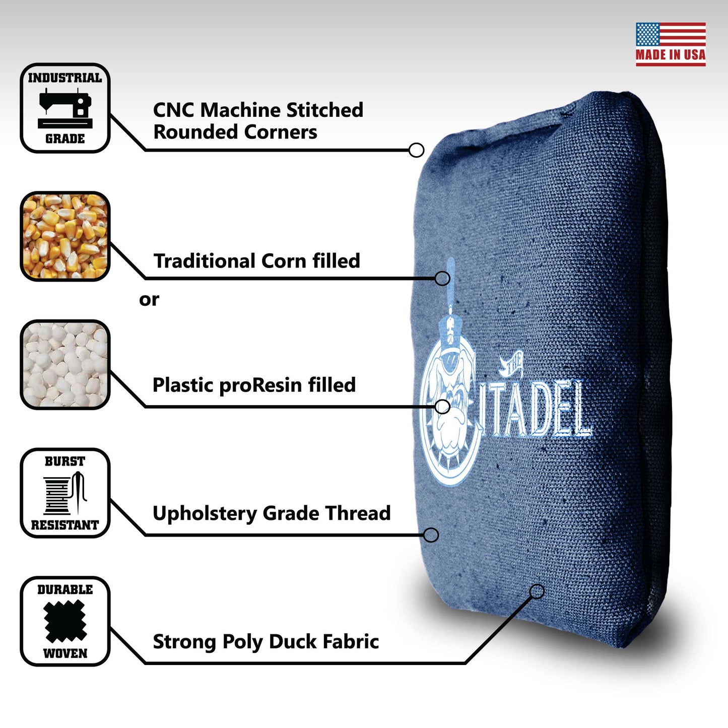 Citadel Military College Cornhole Bags - 8 Cornhole Bags