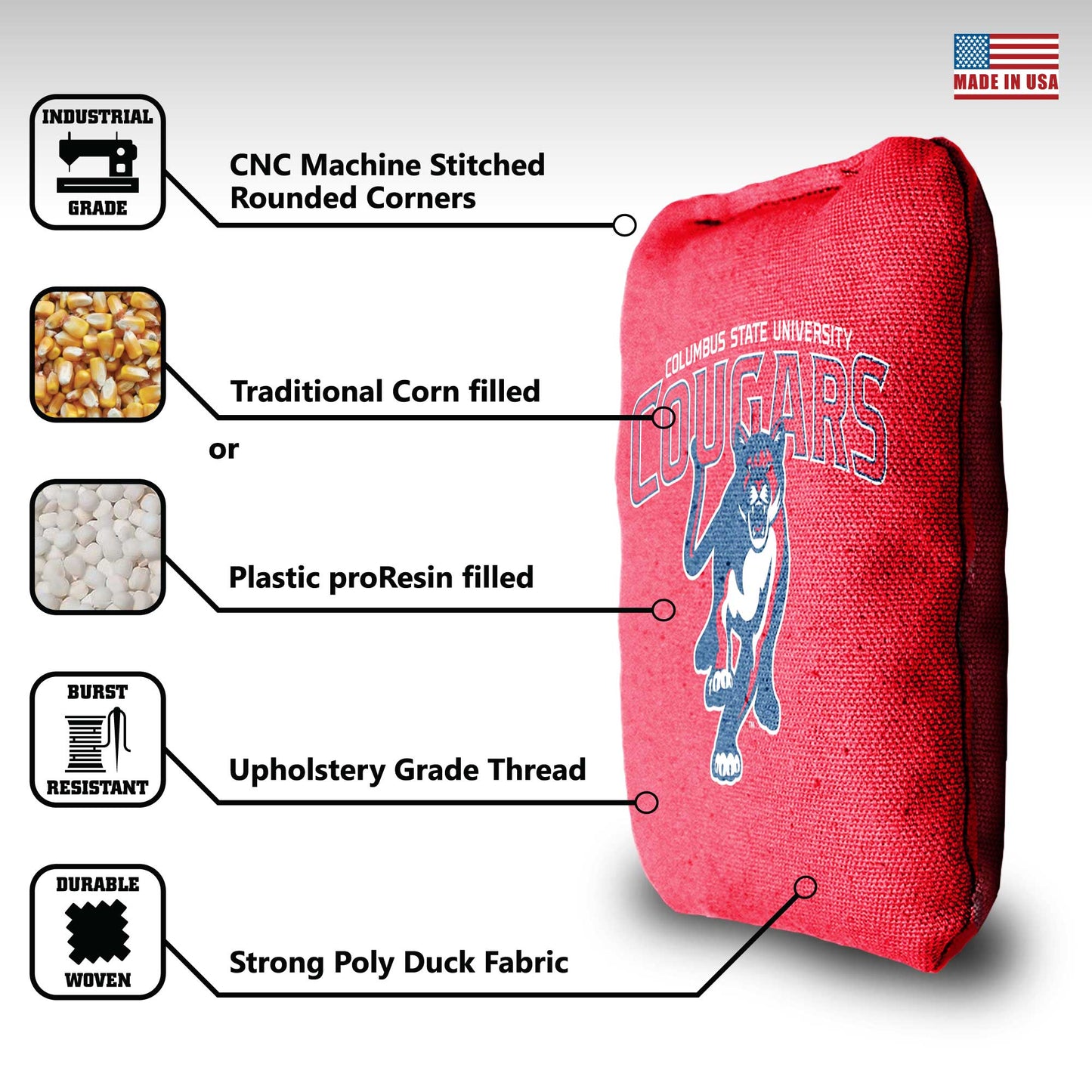 Columbus State University Cornhole Bags - 8 Cornhole Bags