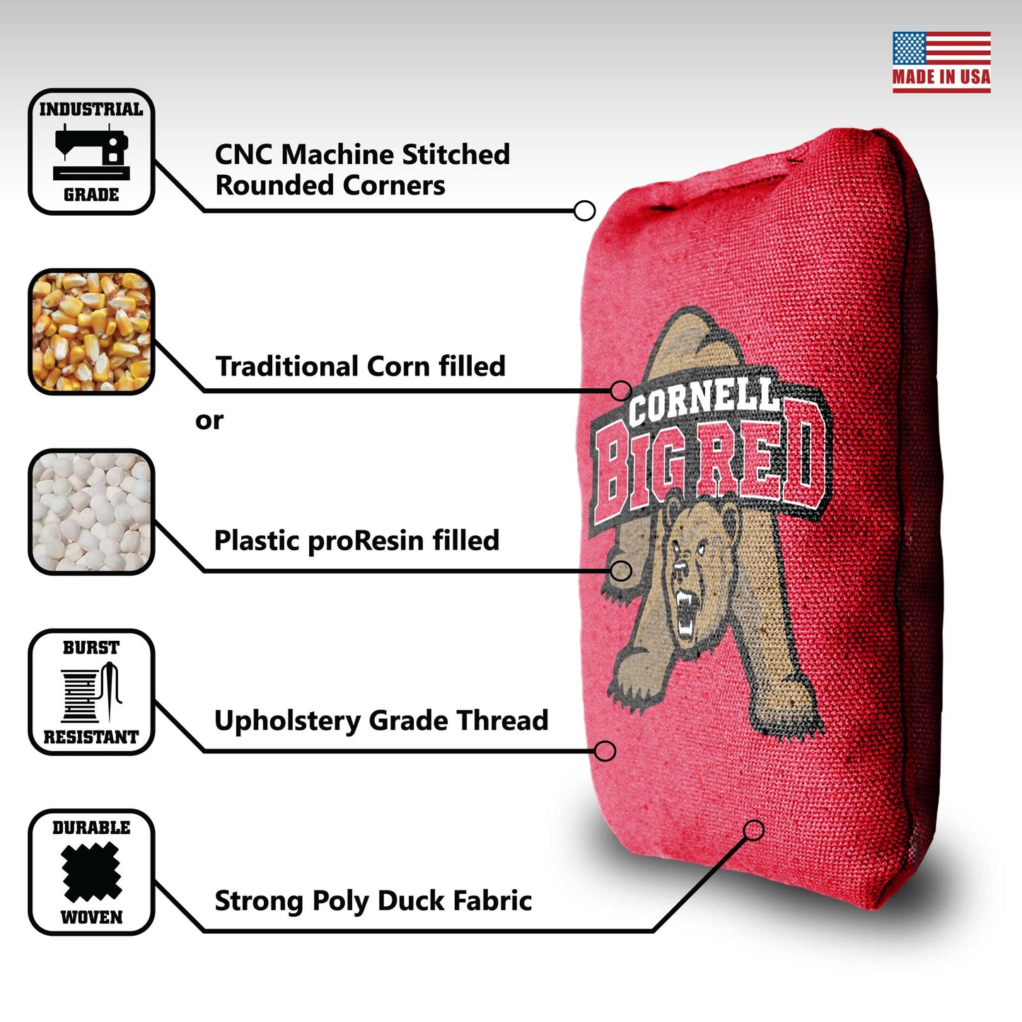 Cornell University Cornhole Bags - 8 Cornhole Bags
