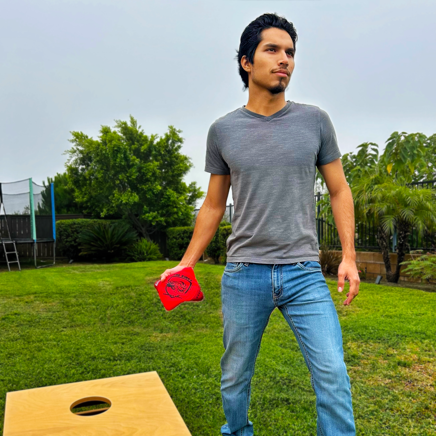 Cornhole Player using CornholeAntics Pro Bags