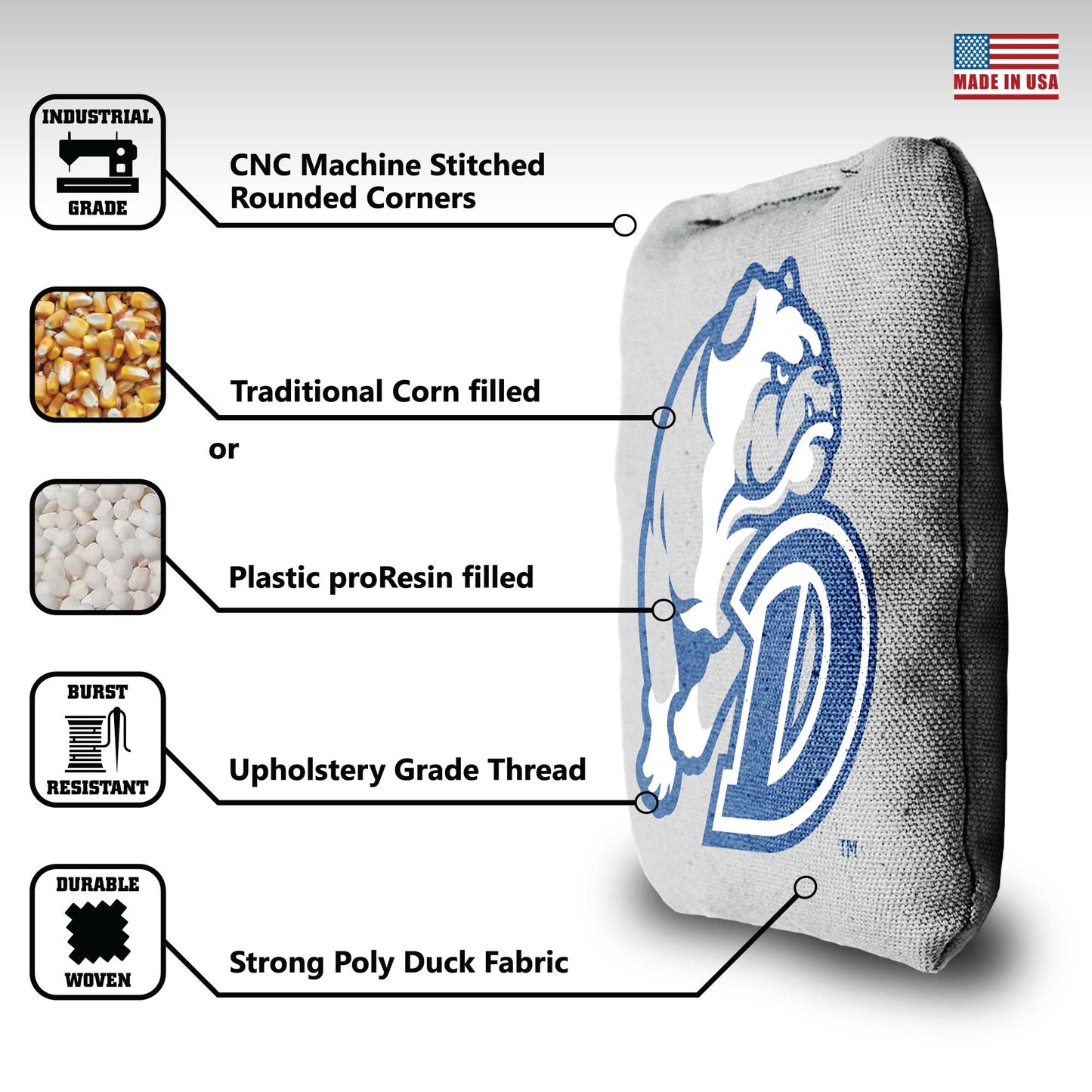 Drake University Cornhole Bags - 8 Cornhole Bags