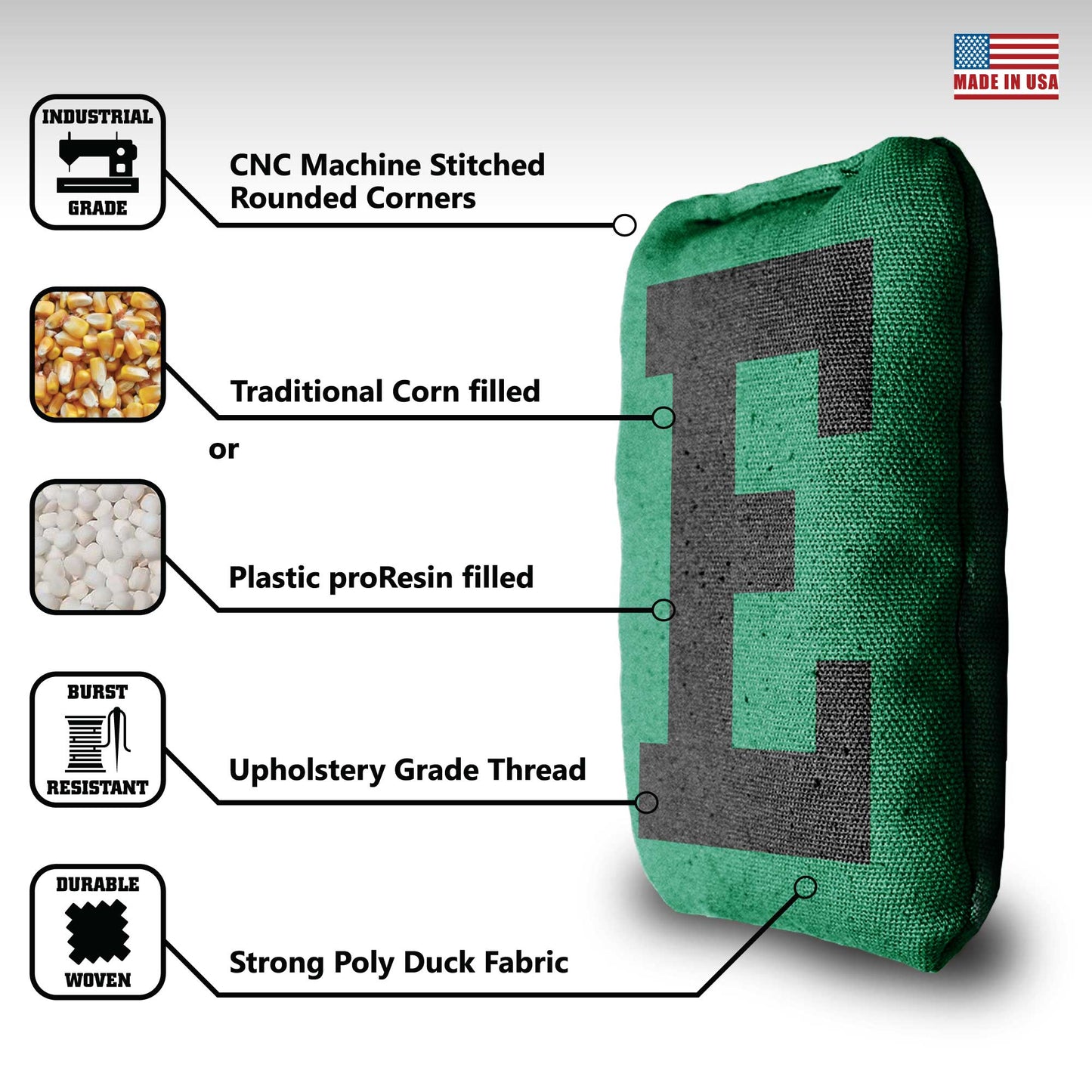 Eastern Michigan University Cornhole Bags - 8 Cornhole Bags