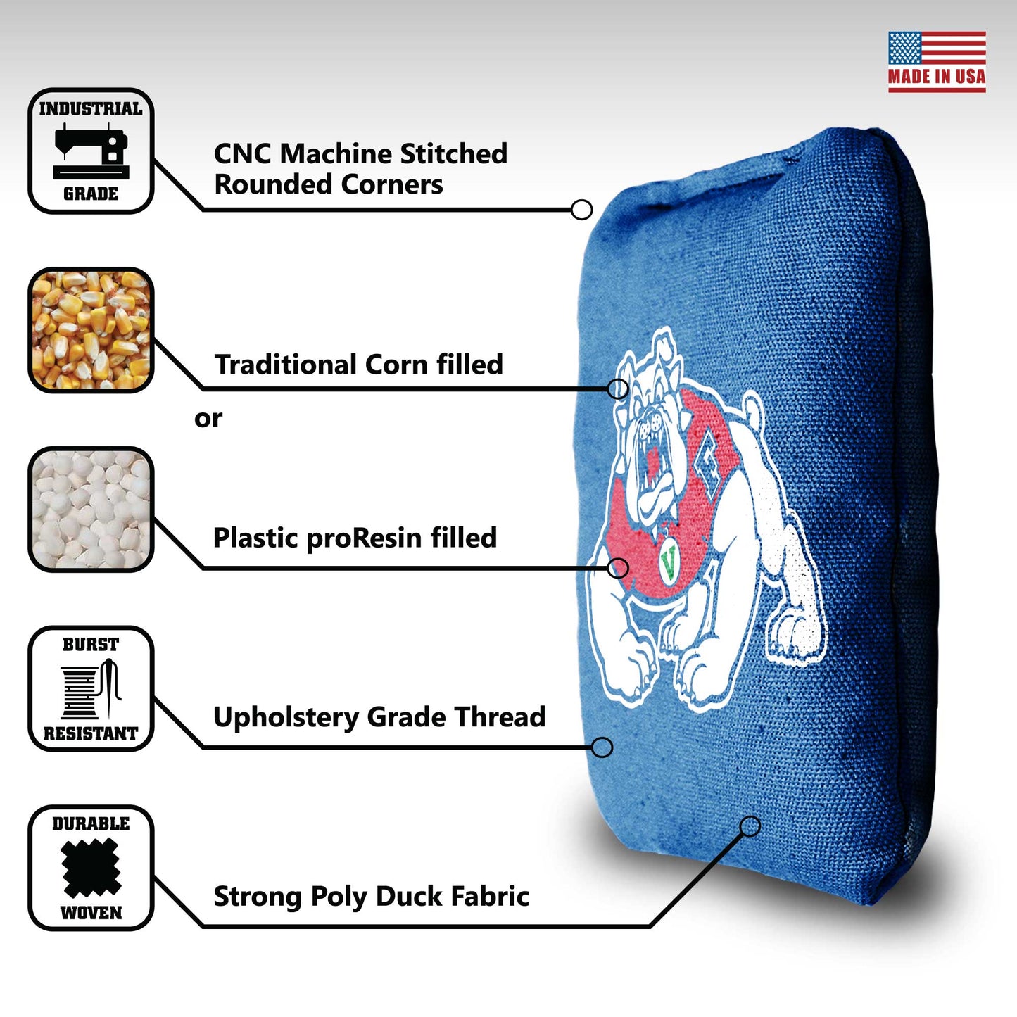 Fresno State University Cornhole Bags - 8 Cornhole Bags