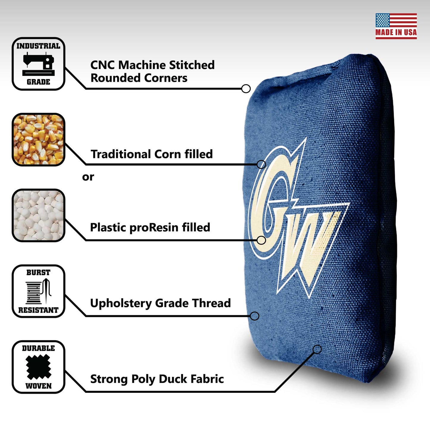 George Washington University Cornhole Bags - 8 Cornhole Bags