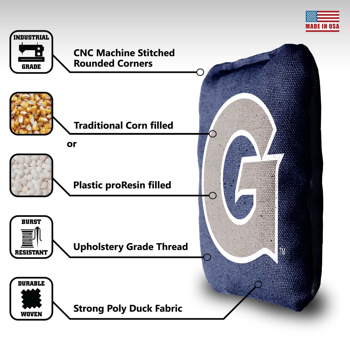 Georgetown University Cornhole Bags - 8 Cornhole Bags