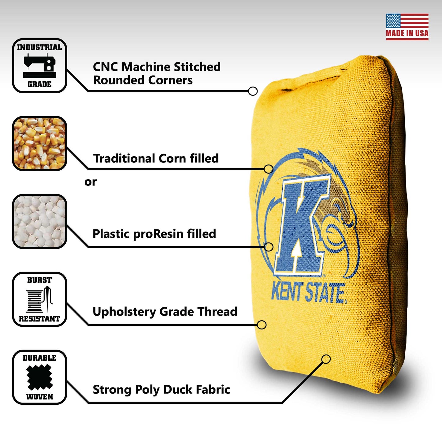 Kent State University Cornhole Bags - 8 Cornhole Bags