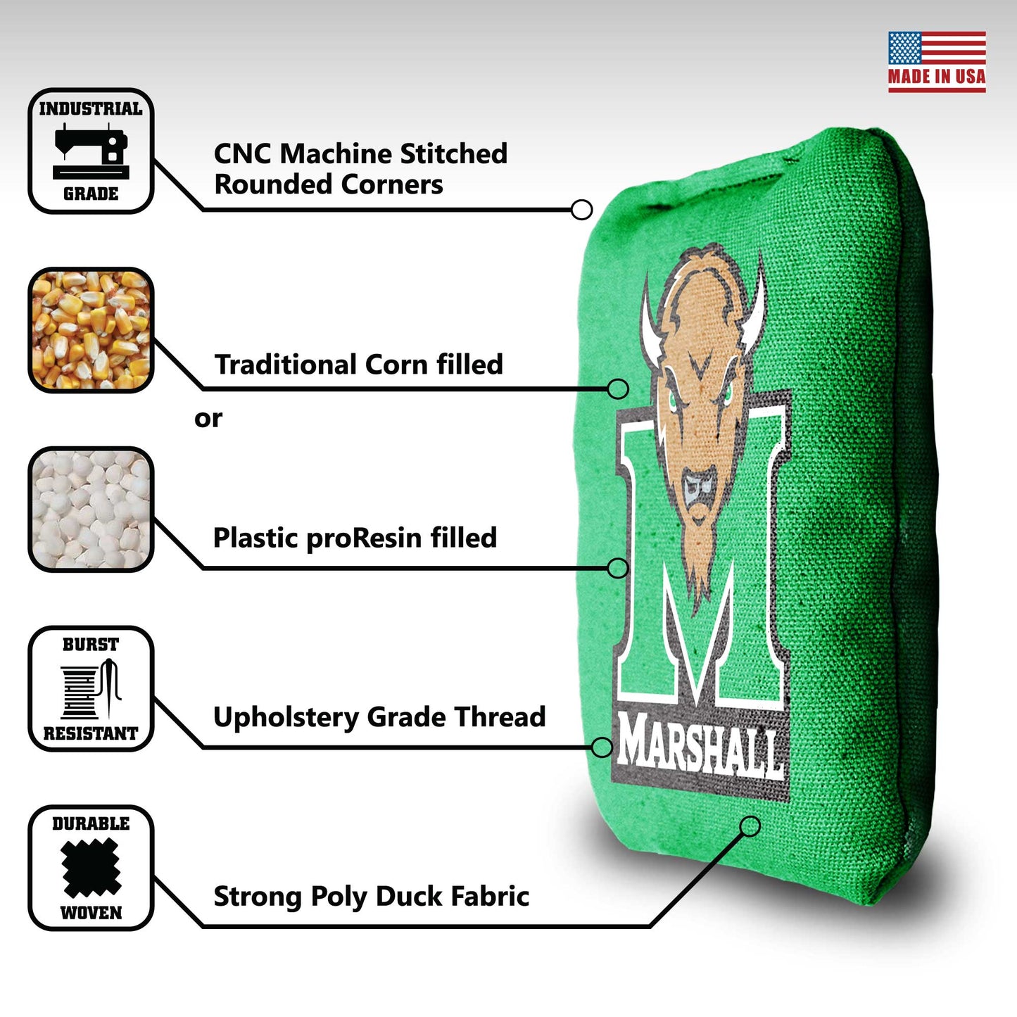 Marshall University Cornhole Bags - 8 Cornhole Bags