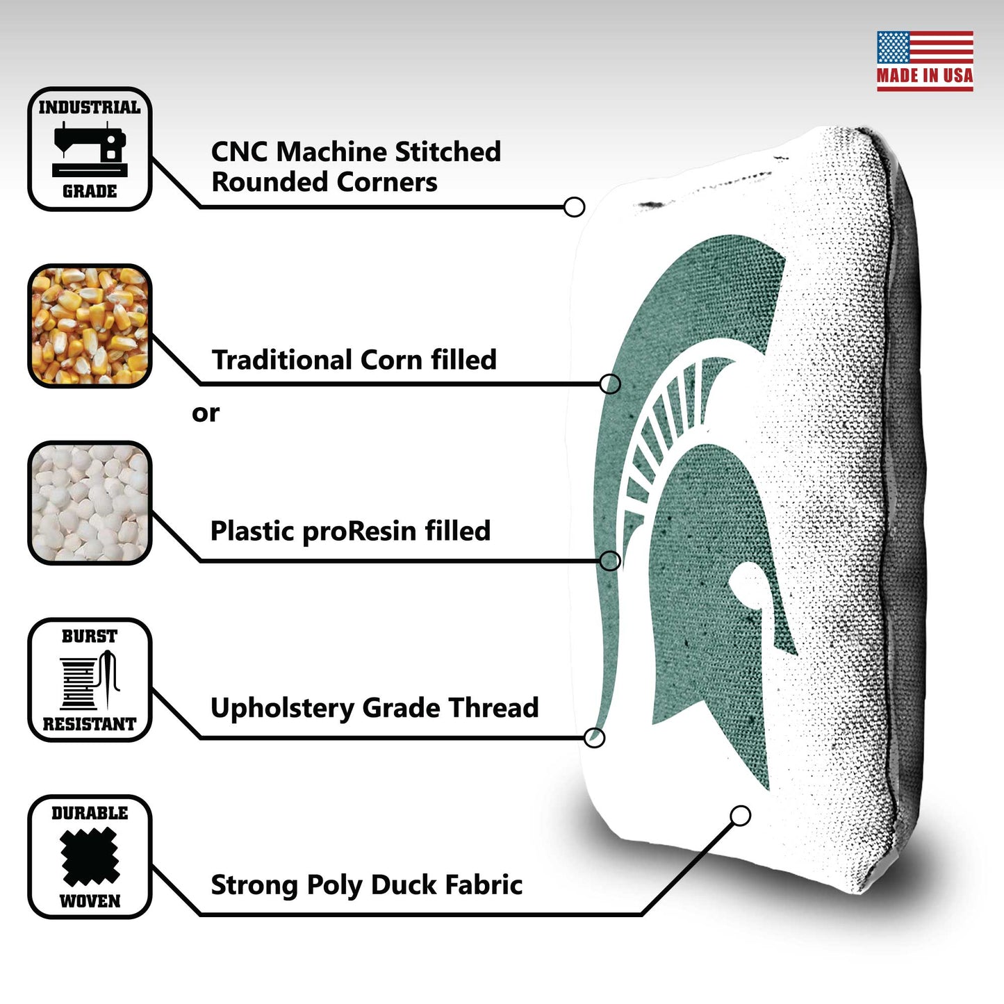 Michigan State University Cornhole Bags - 8 Cornhole Bags