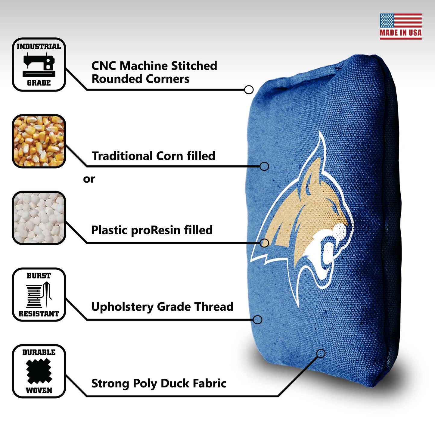 Montana State University Cornhole Bags - 8 Cornhole Bags