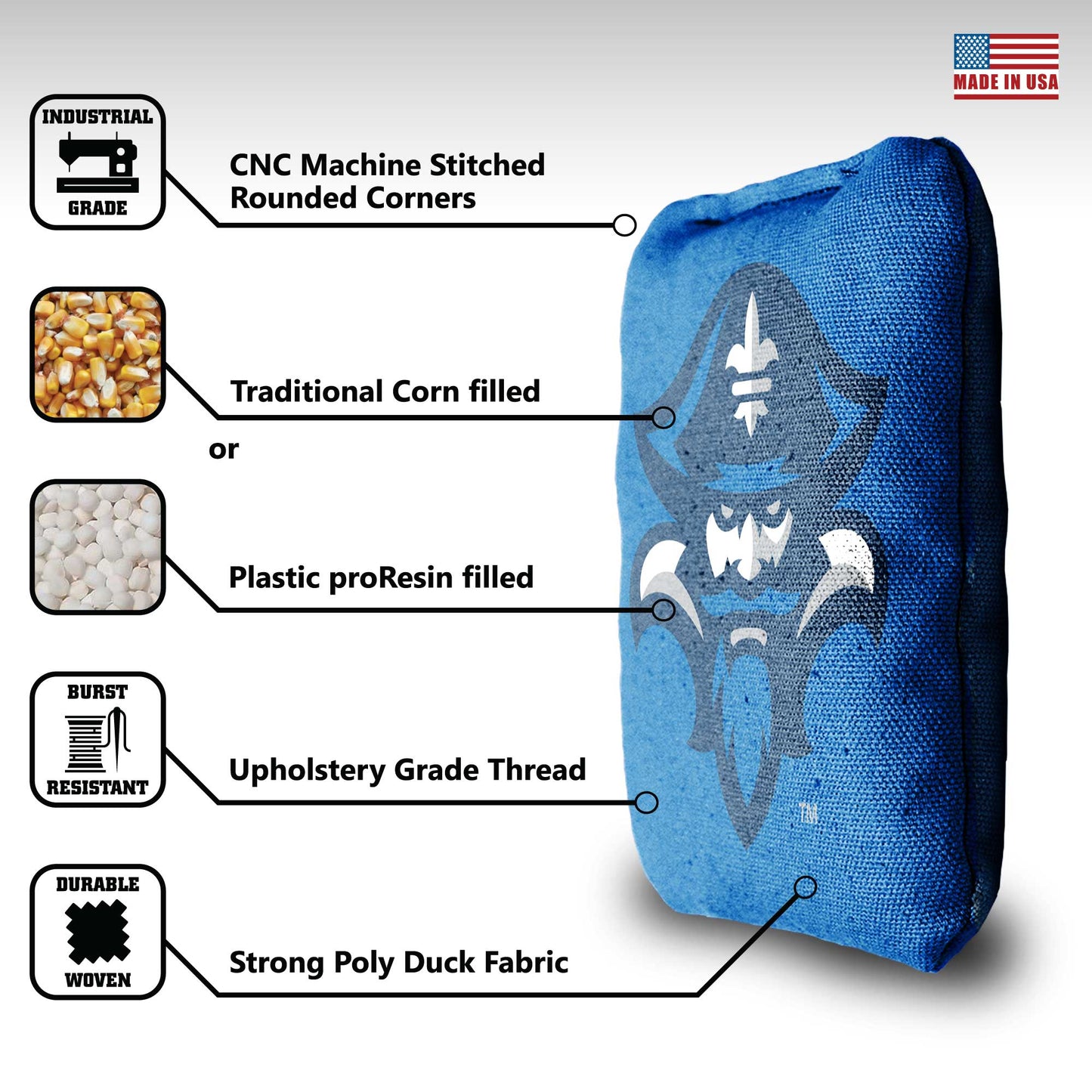 New Orleans University Cornhole Bags - 8 Cornhole Bags