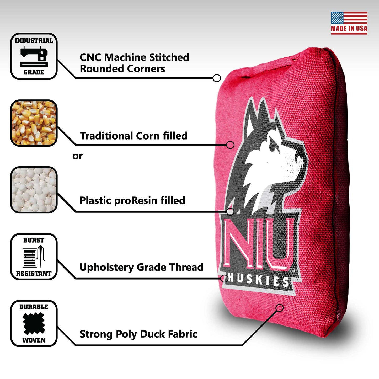 Northern Illinois University Cornhole Bags - 8 Cornhole Bags