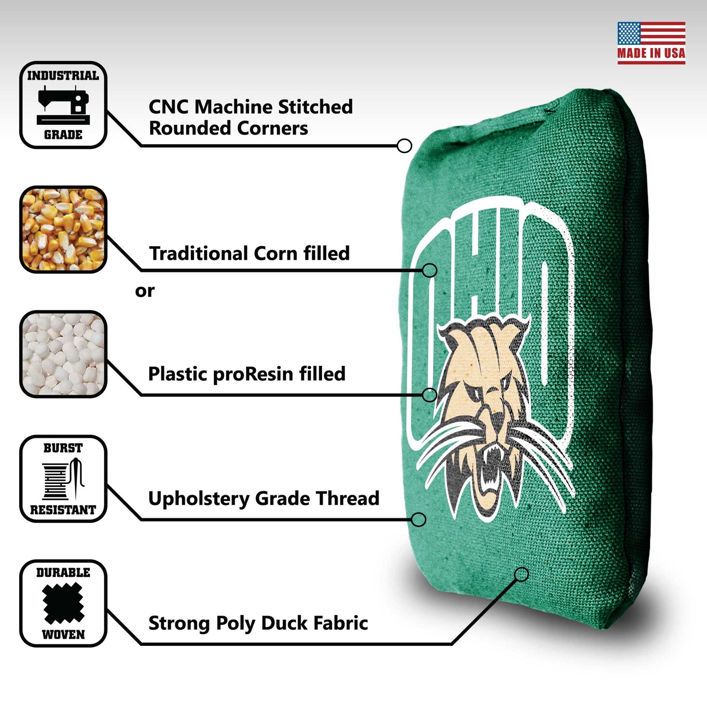 Ohio University Cornhole Bags - 8 Cornhole Bags