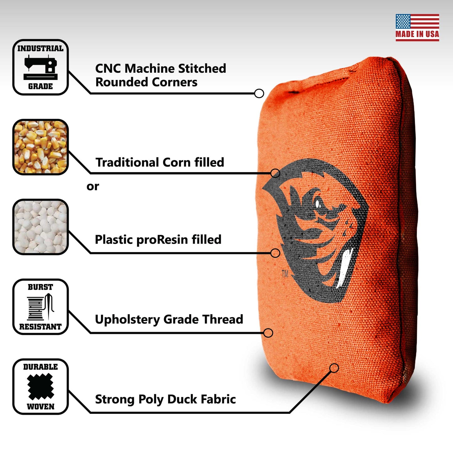 Oregon State University Cornhole Bags - 8 Cornhole Bags