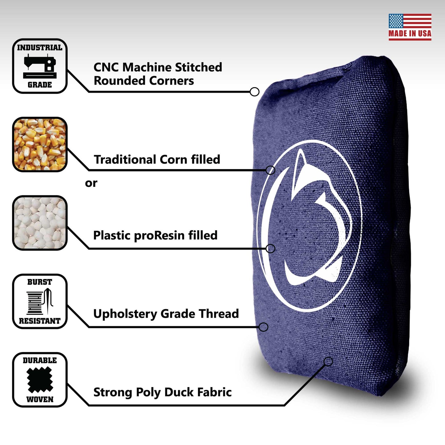 Penn State University Cornhole Bags - 8 Cornhole Bags