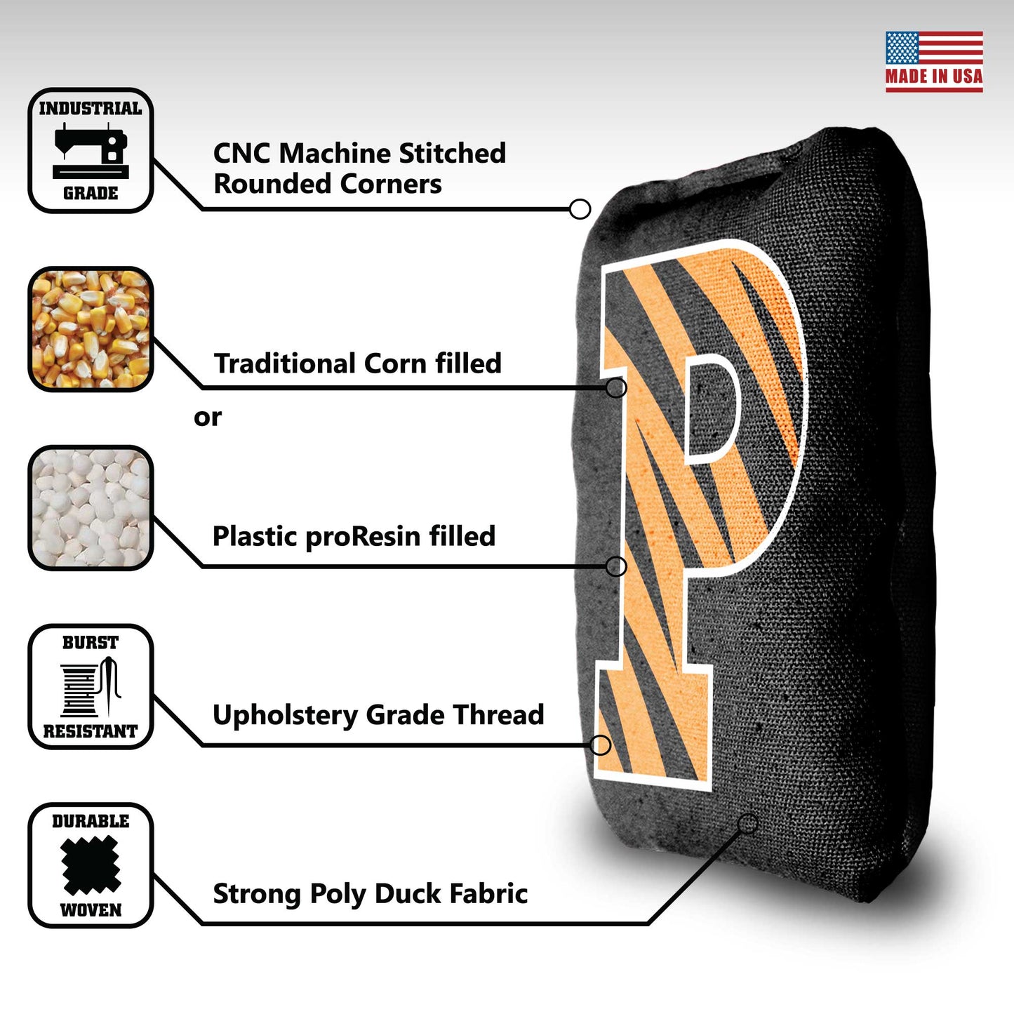 Princeton University Cornhole Bags - 8 Cornhole Bags