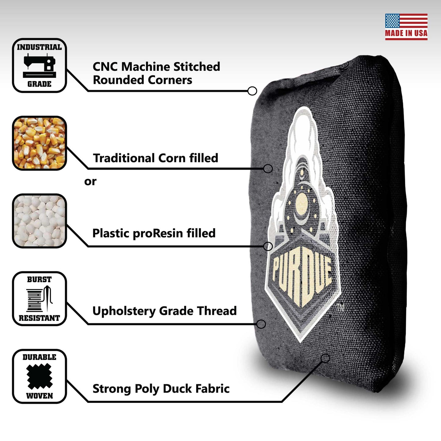 Purdue University Cornhole Bags - 8 Cornhole Bags