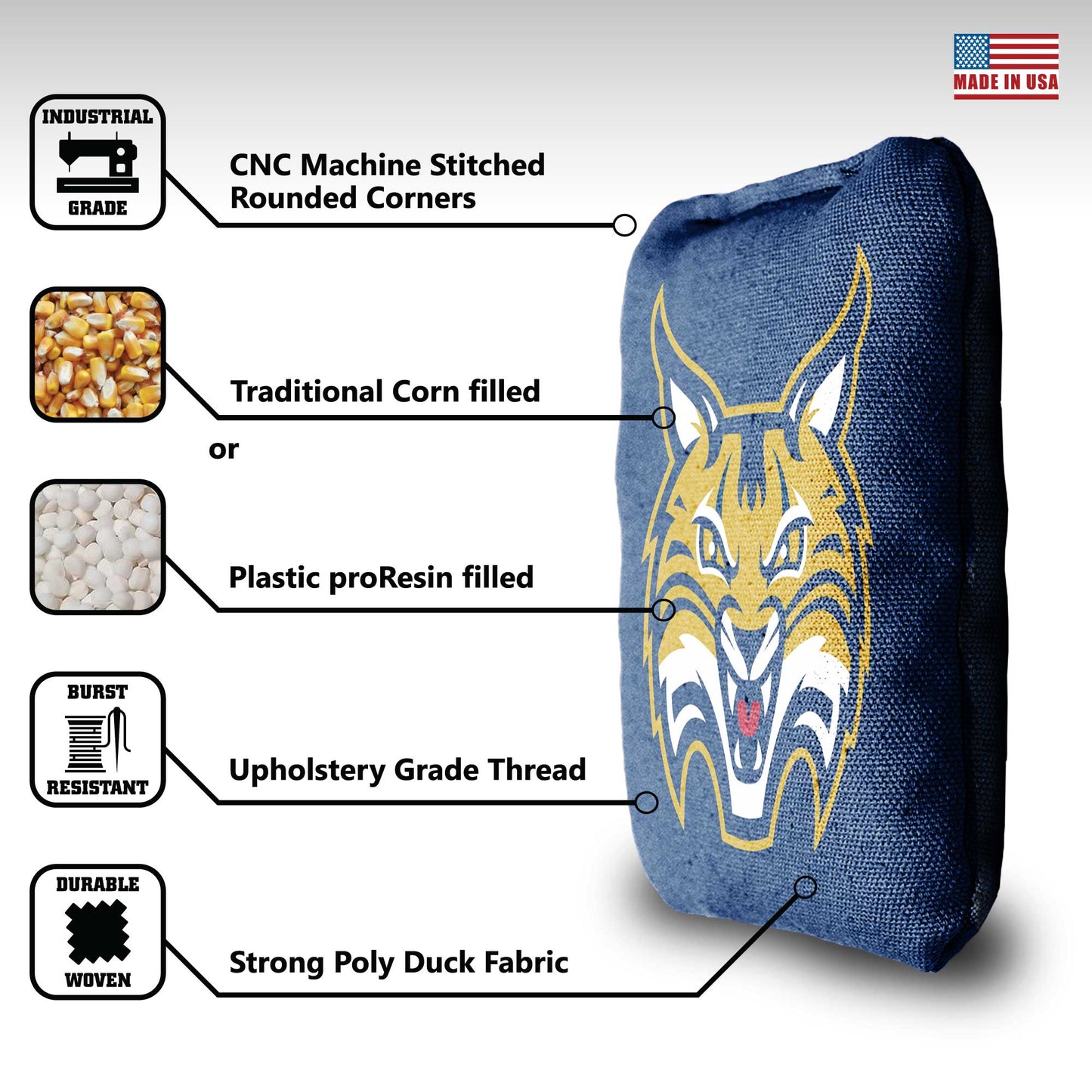 Quinnipiac University Cornhole Bags - 8 Cornhole Bags