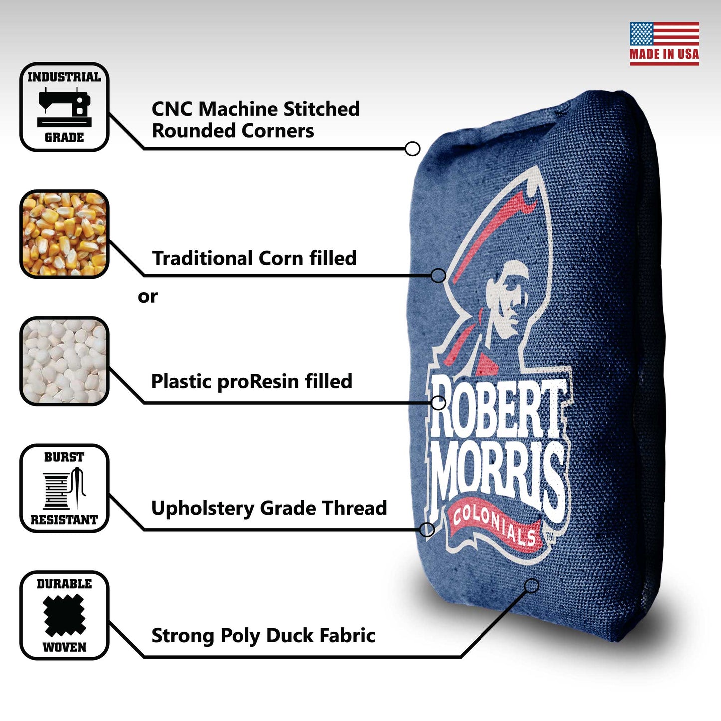 Robert Morris University Cornhole Bags - 8 Cornhole Bags