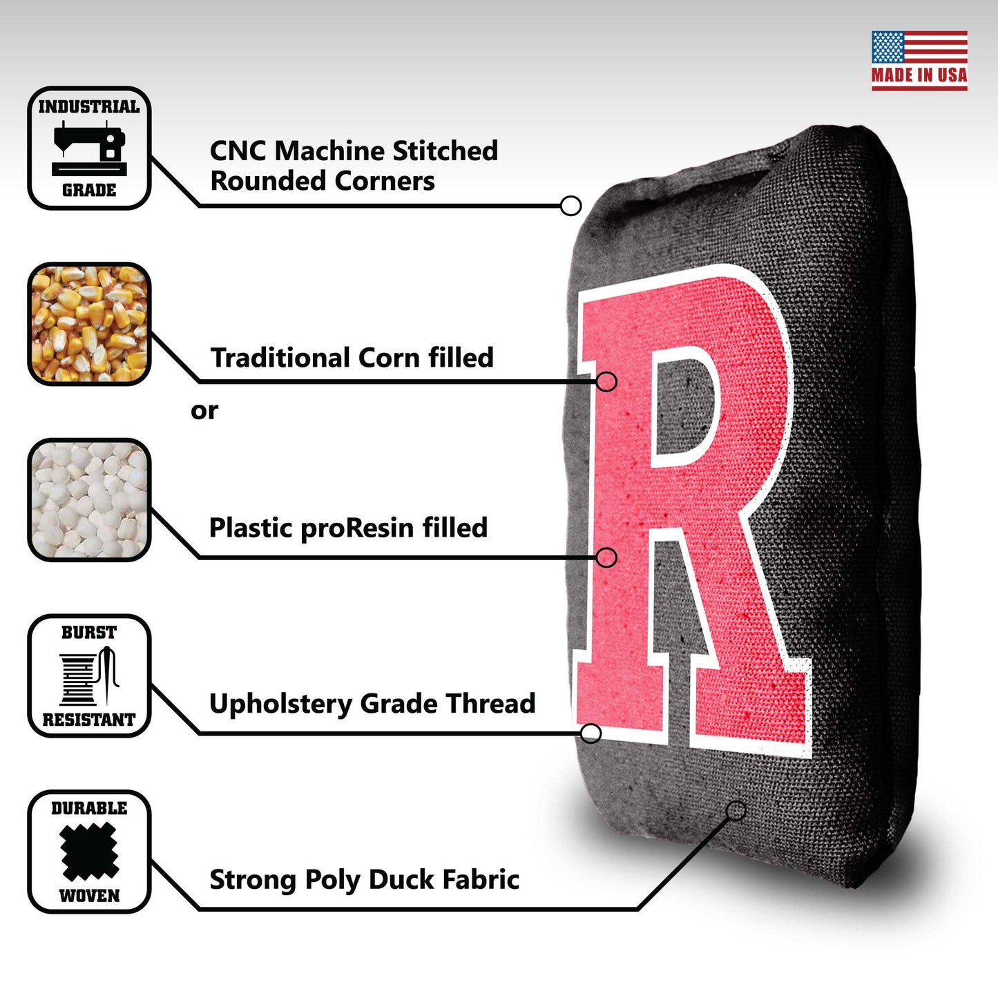 Rutgers University Cornhole Bags - 8 Cornhole Bags