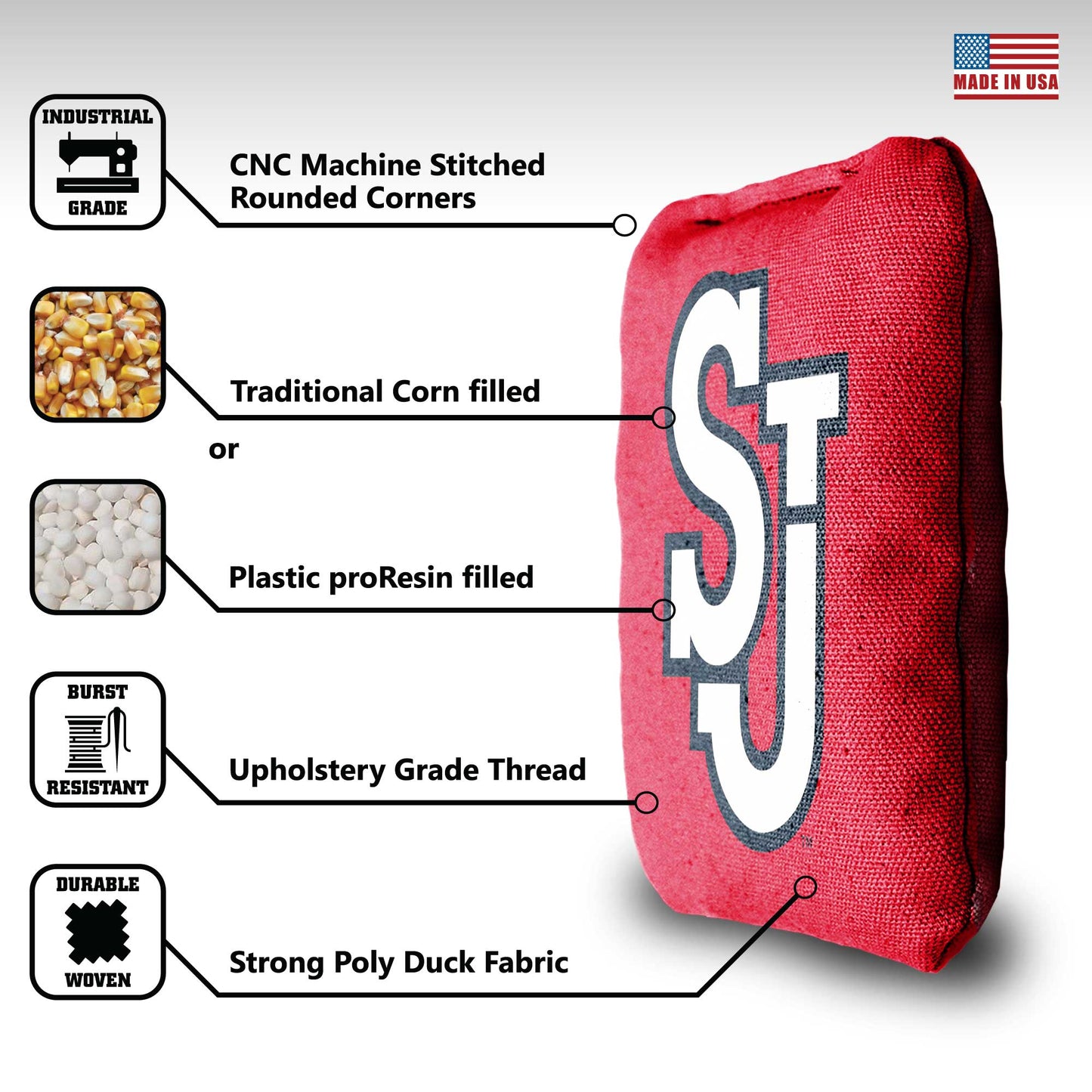 Saint Johns University Cornhole Bags - 8 Cornhole Bags