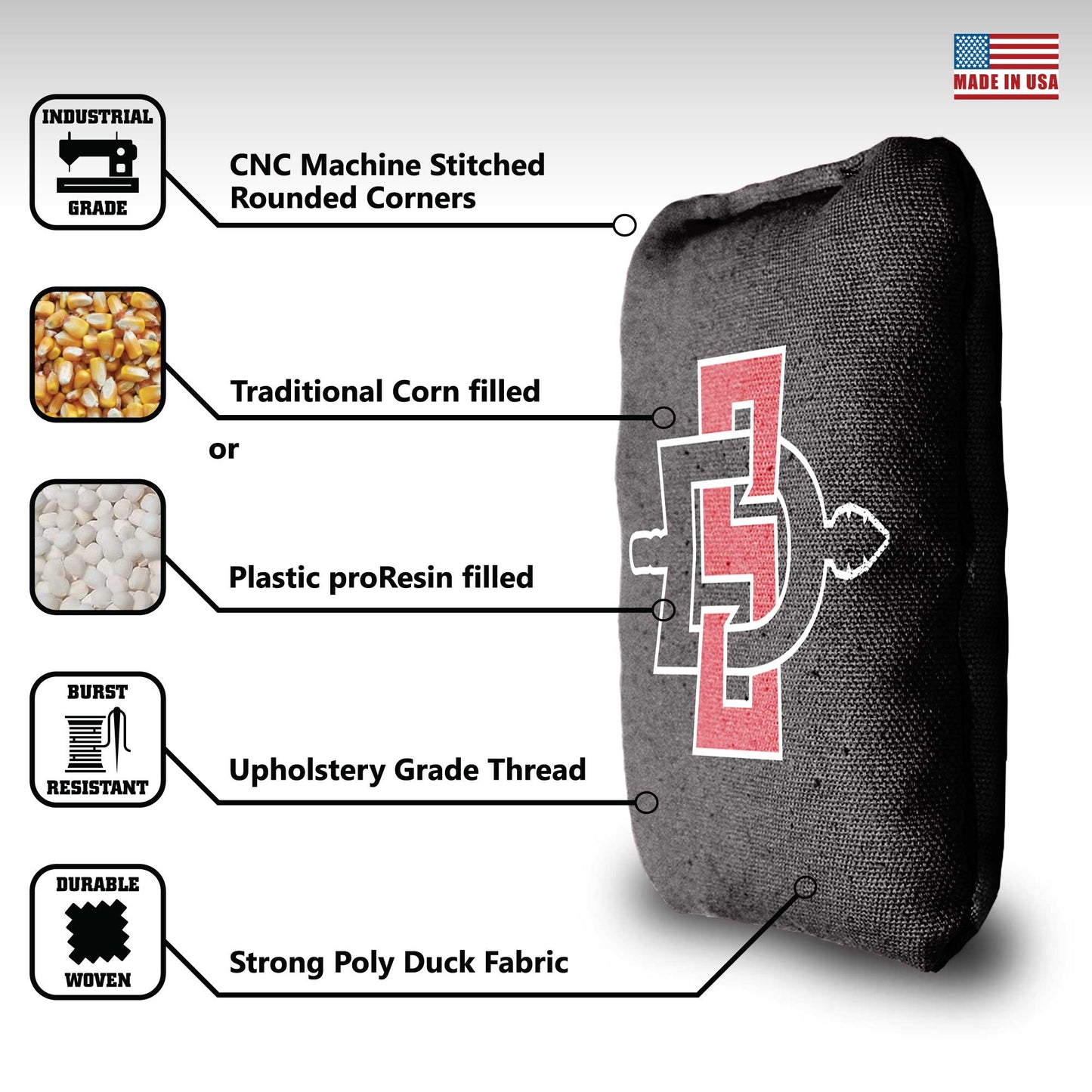 San Diego State Cornhole Bags - 8 Cornhole Bags
