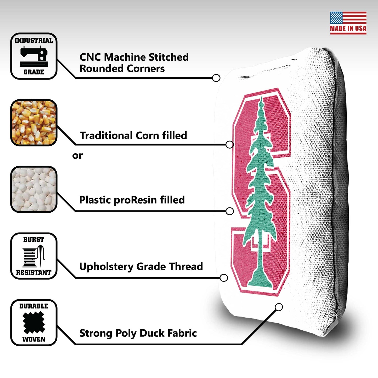 Stanford University Cornhole Bags - 8 Cornhole Bags