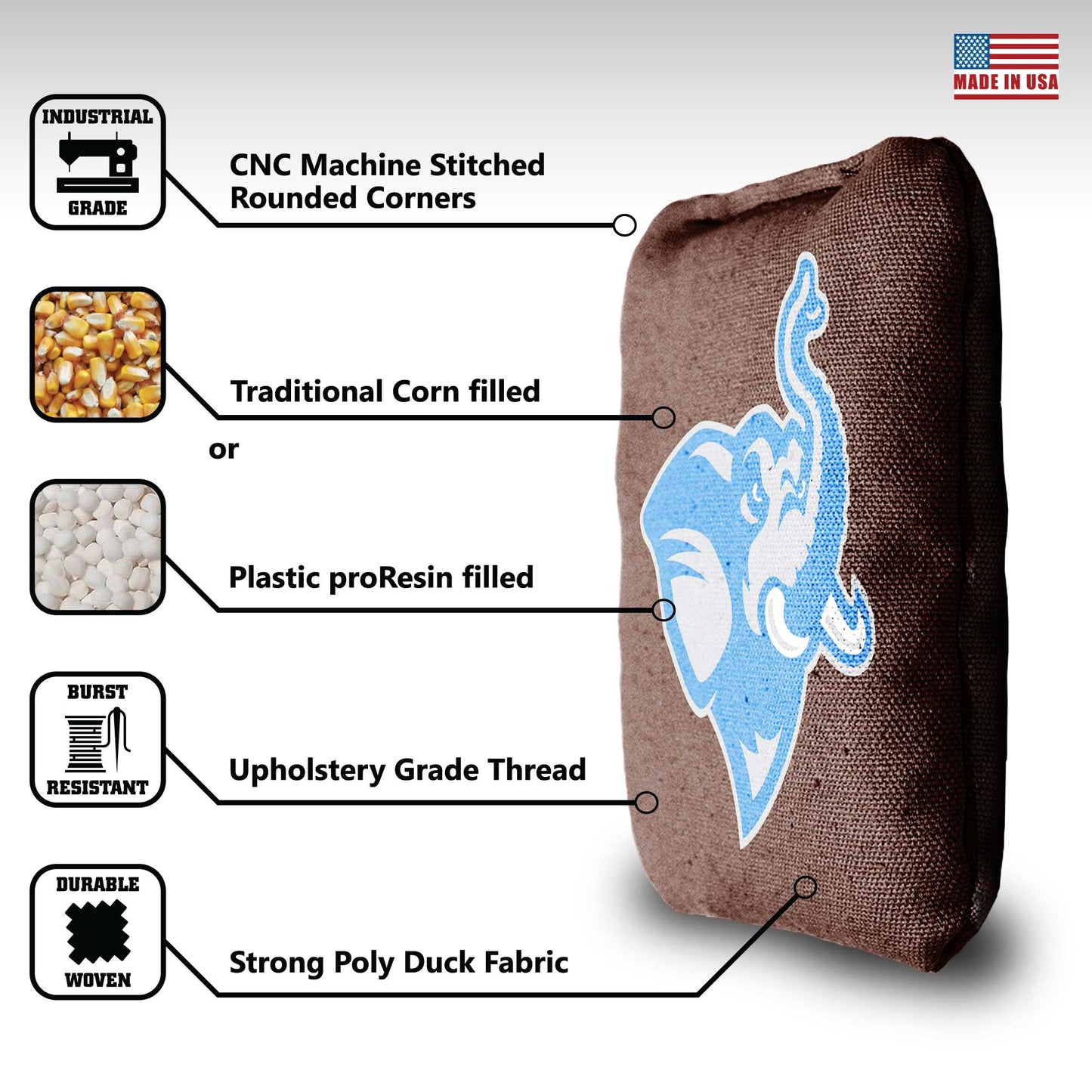 Tufts University Cornhole Bags - 8 Cornhole Bags