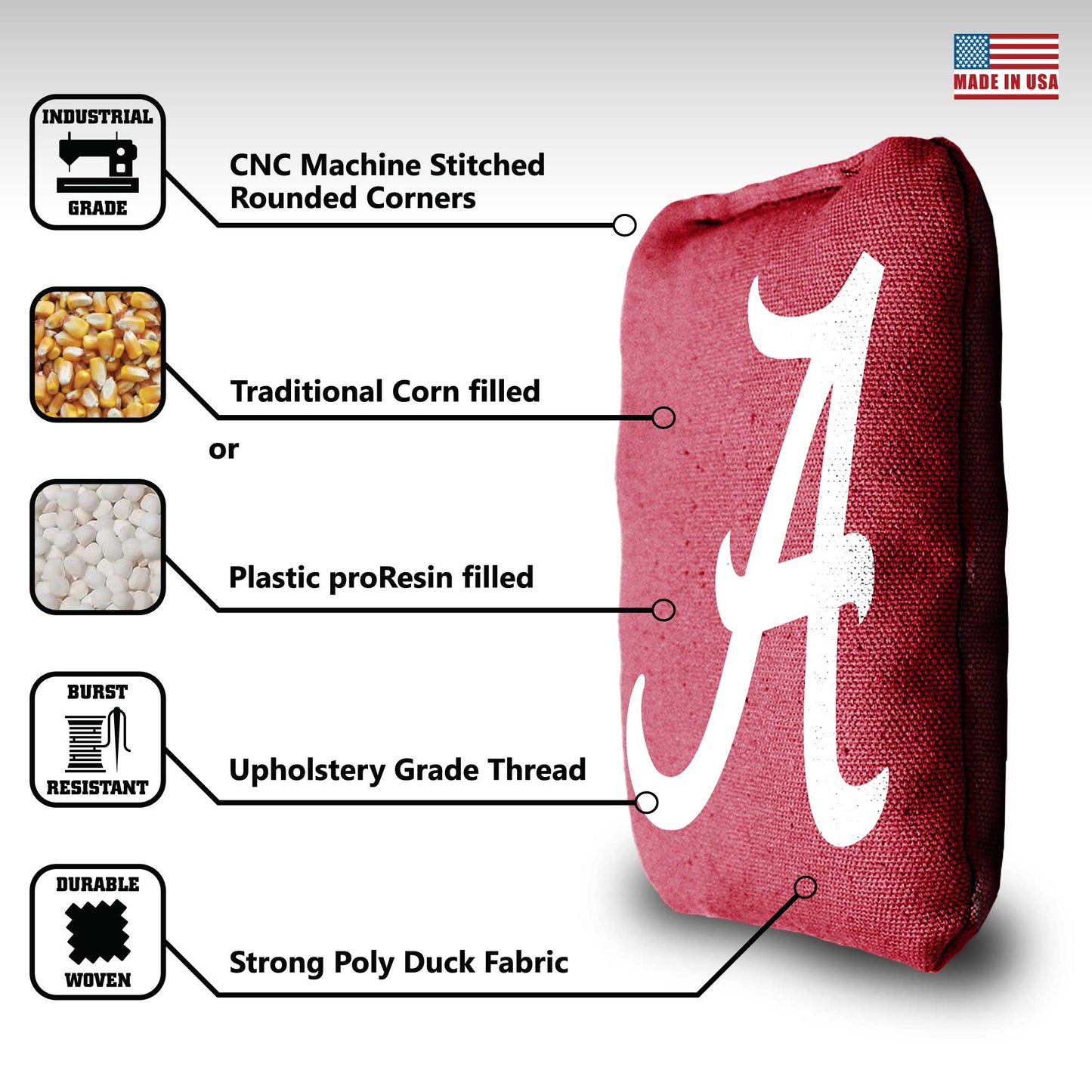 University of Alabama Cornhole Bags - 8 Cornhole Bags