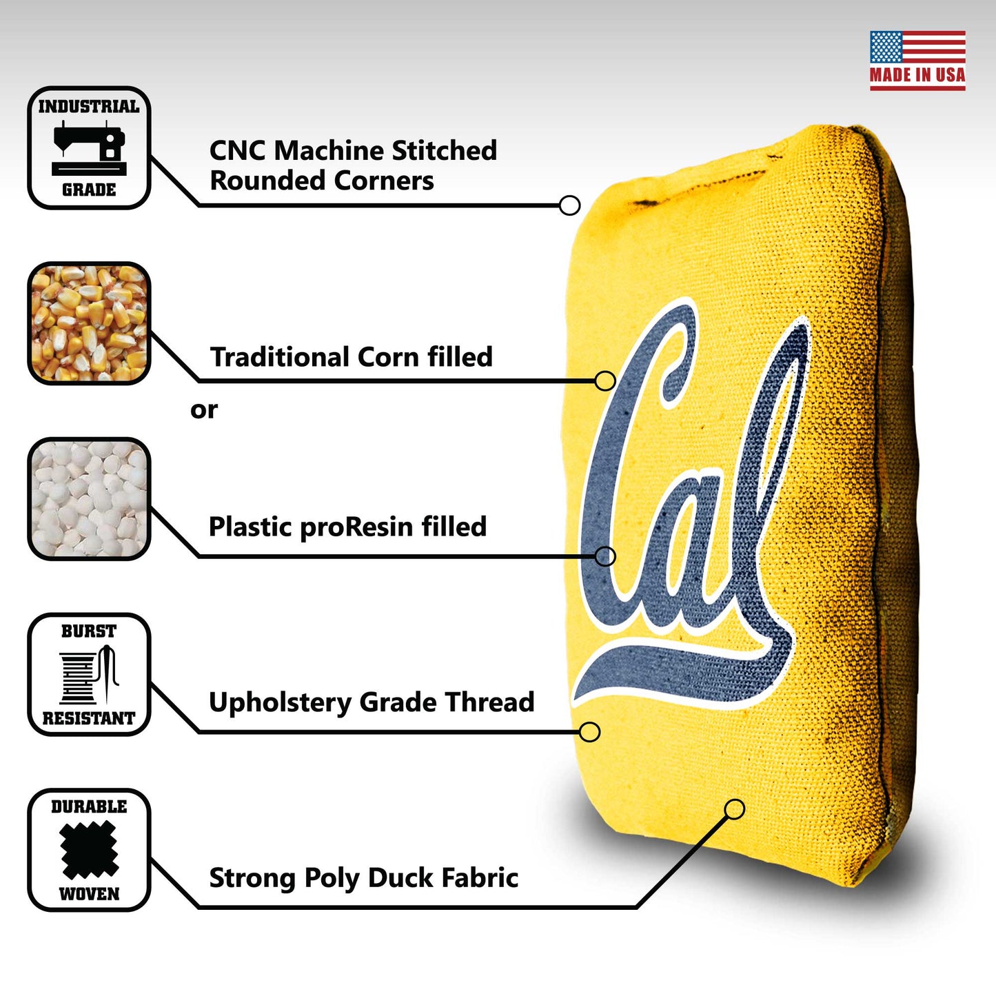 University of California Berkeley Cornhole Bags - 8 Cornhole Bags