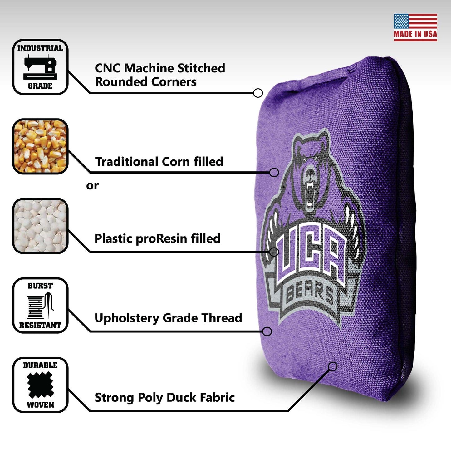 University of Central Arkansas Cornhole Bags - 8 Cornhole Bags
