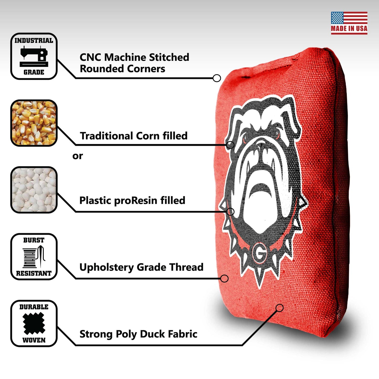 University of Georgia Cornhole Bags - 8 Cornhole Bags