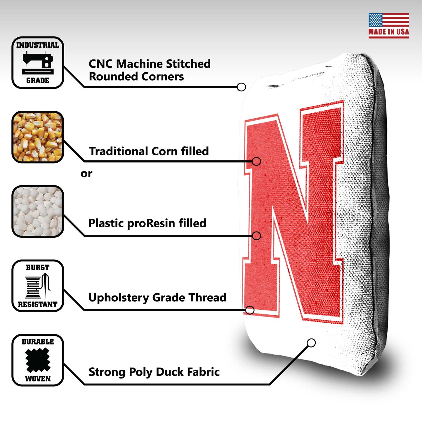 University of Nebraska Cornhole Bags - 8 Cornhole Bags