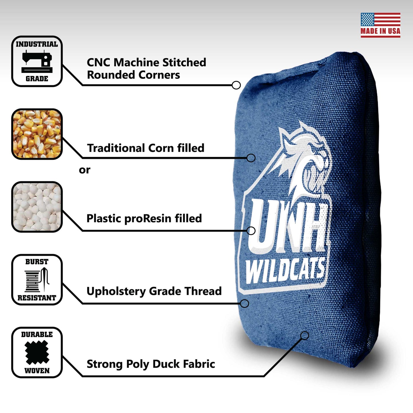 University of New Hampshire Cornhole Bags - 8 Cornhole Bags