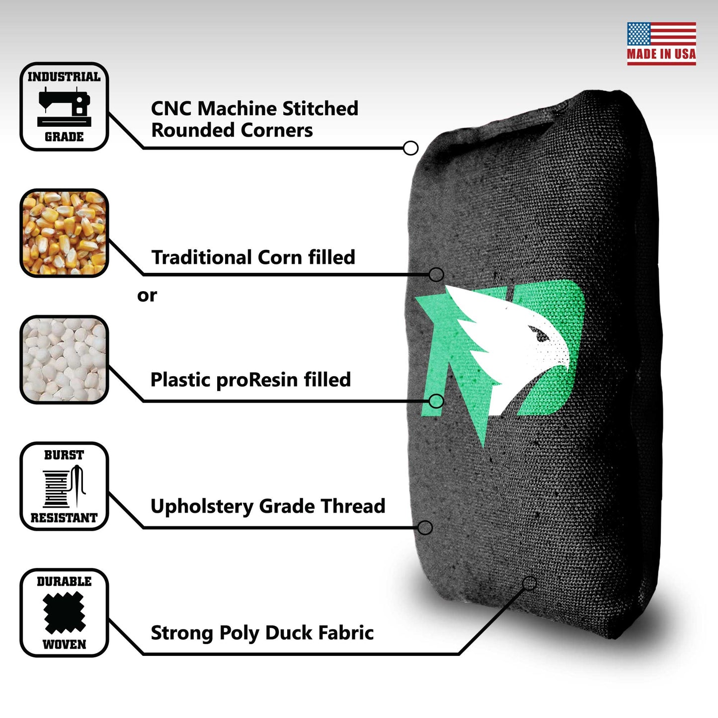 University of North Dakota Cornhole Bags - 8 Cornhole Bags