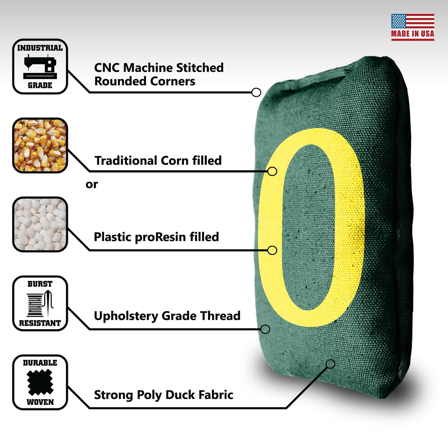 University of Oregon Cornhole Bags - 8 Cornhole Bags