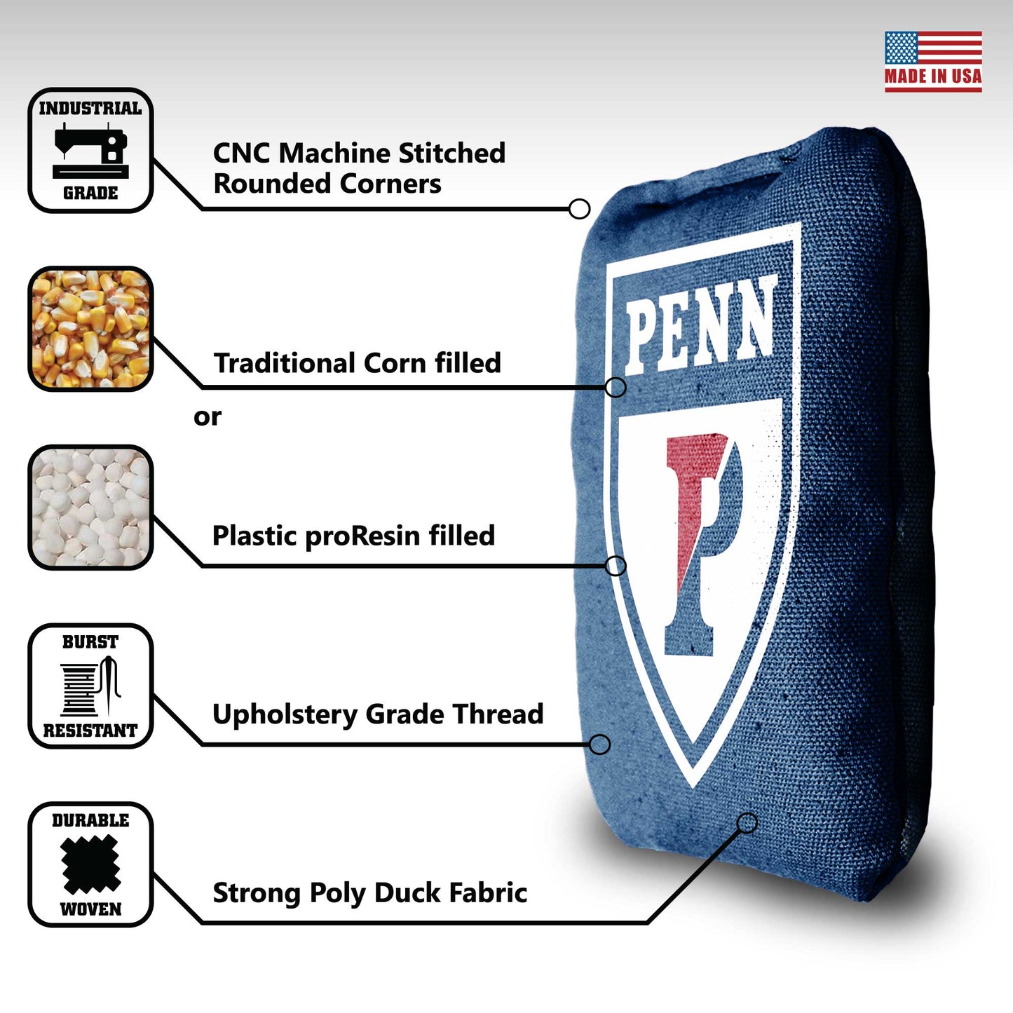 University of Pennsylvania Cornhole Bags - 8 Cornhole Bags