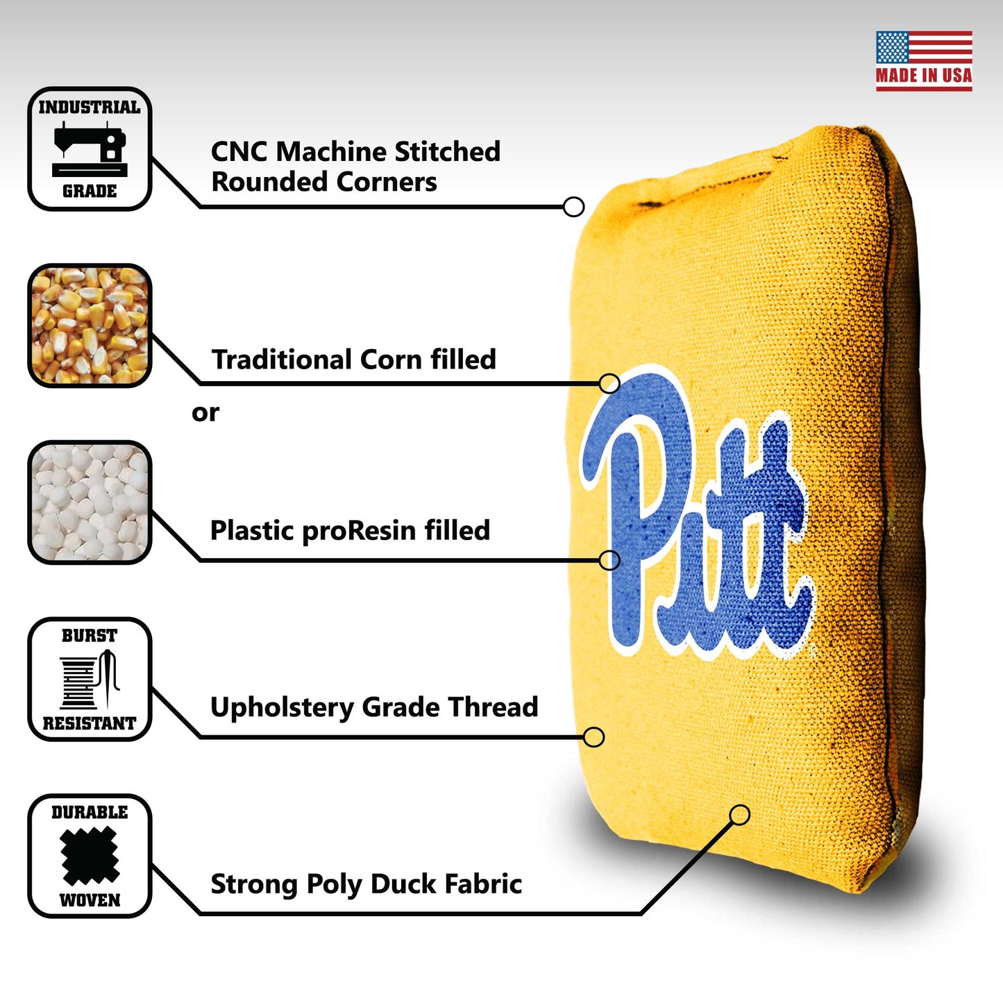 University of Pittsburg Cornhole Bags - 8 Cornhole Bags