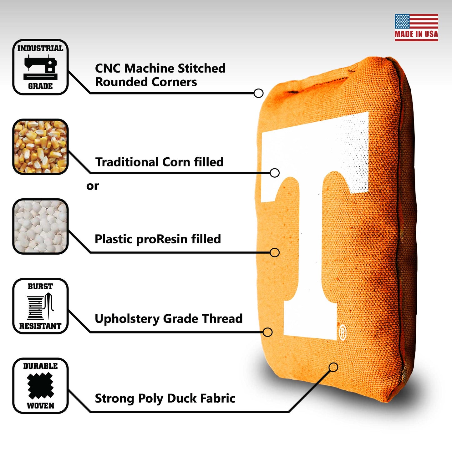 University of Tennessee Cornhole Bags - 8 Cornhole Bags