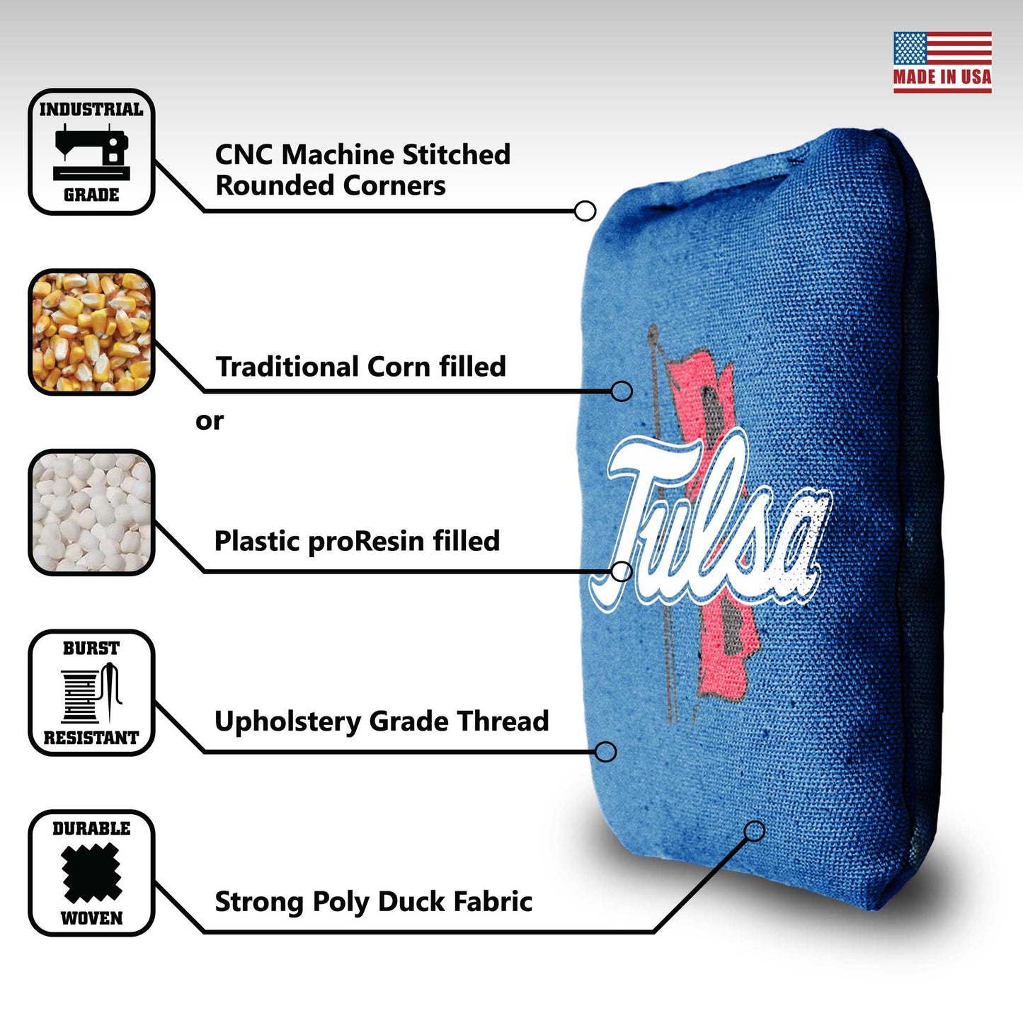 University of Tulsa Cornhole Bags - 8 Cornhole Bags
