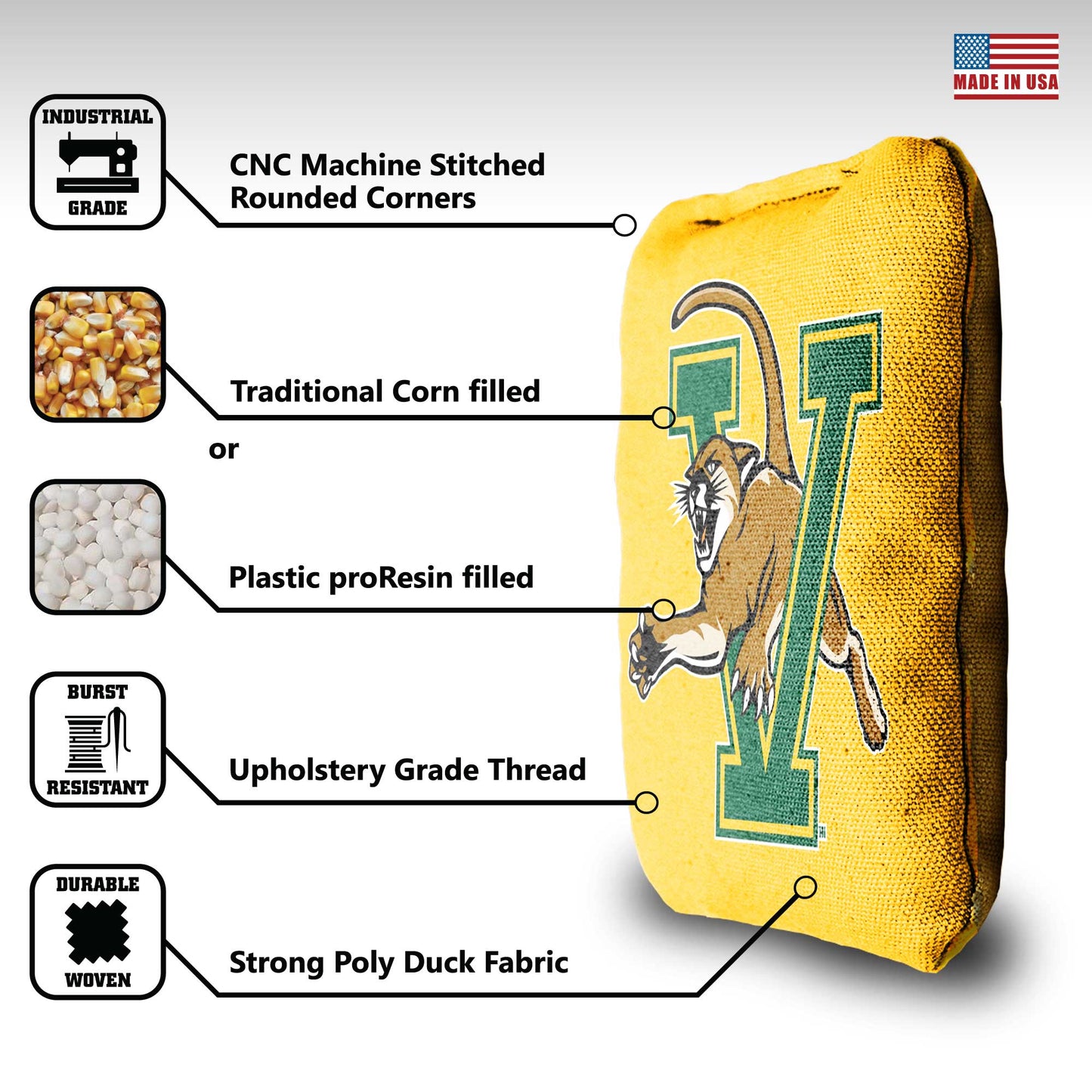 University of Vermont Cornhole Bags - 8 Cornhole Bags