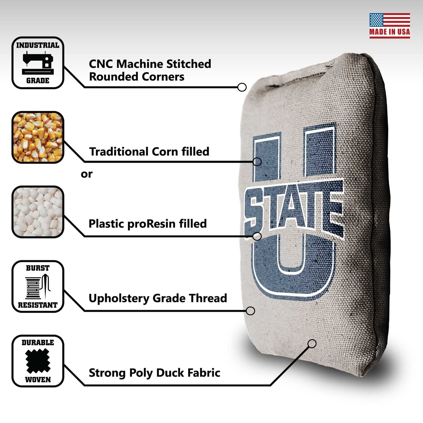 Utah State University Cornhole Bags - 8 Cornhole Bags
