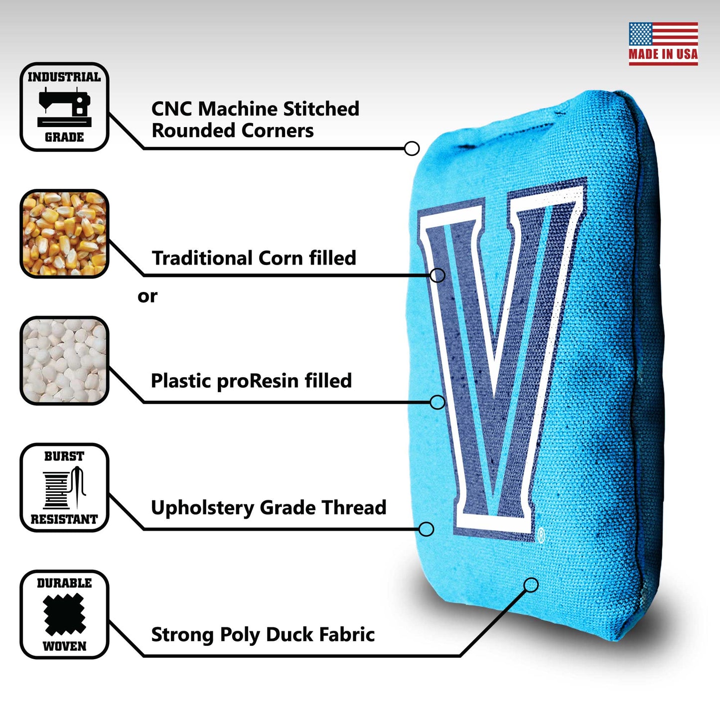 Villanova University Cornhole Bags - 8 Cornhole Bags