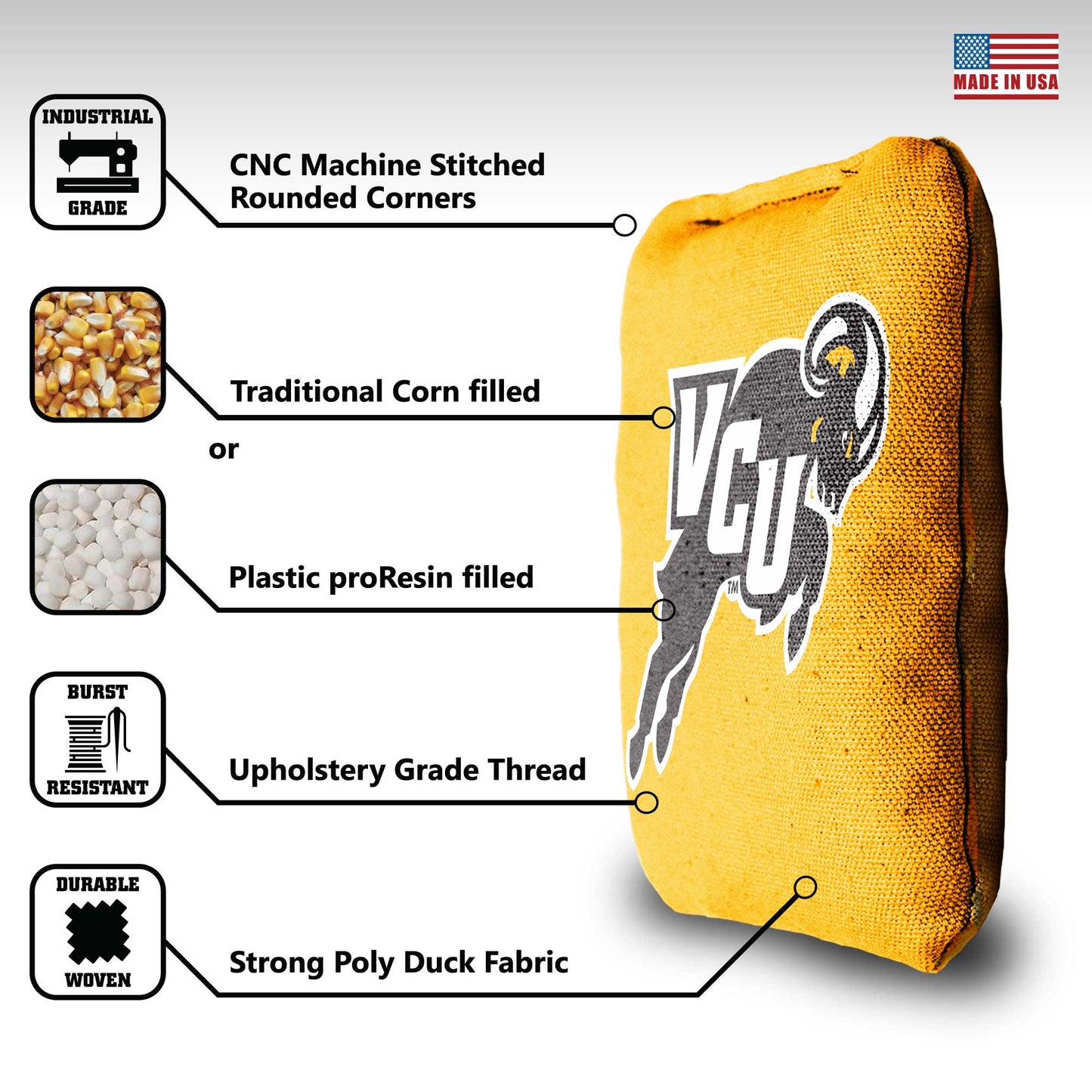 Virginia Commonwealth University Cornhole Bags - 8 Cornhole Bags